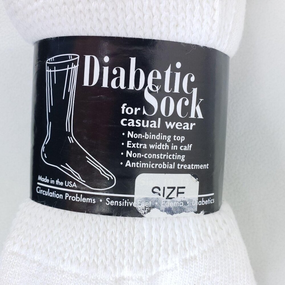 Diabetic Socks Men's Size 10-13 White Non-Binding Antimicrobial Treatment 3 Pack